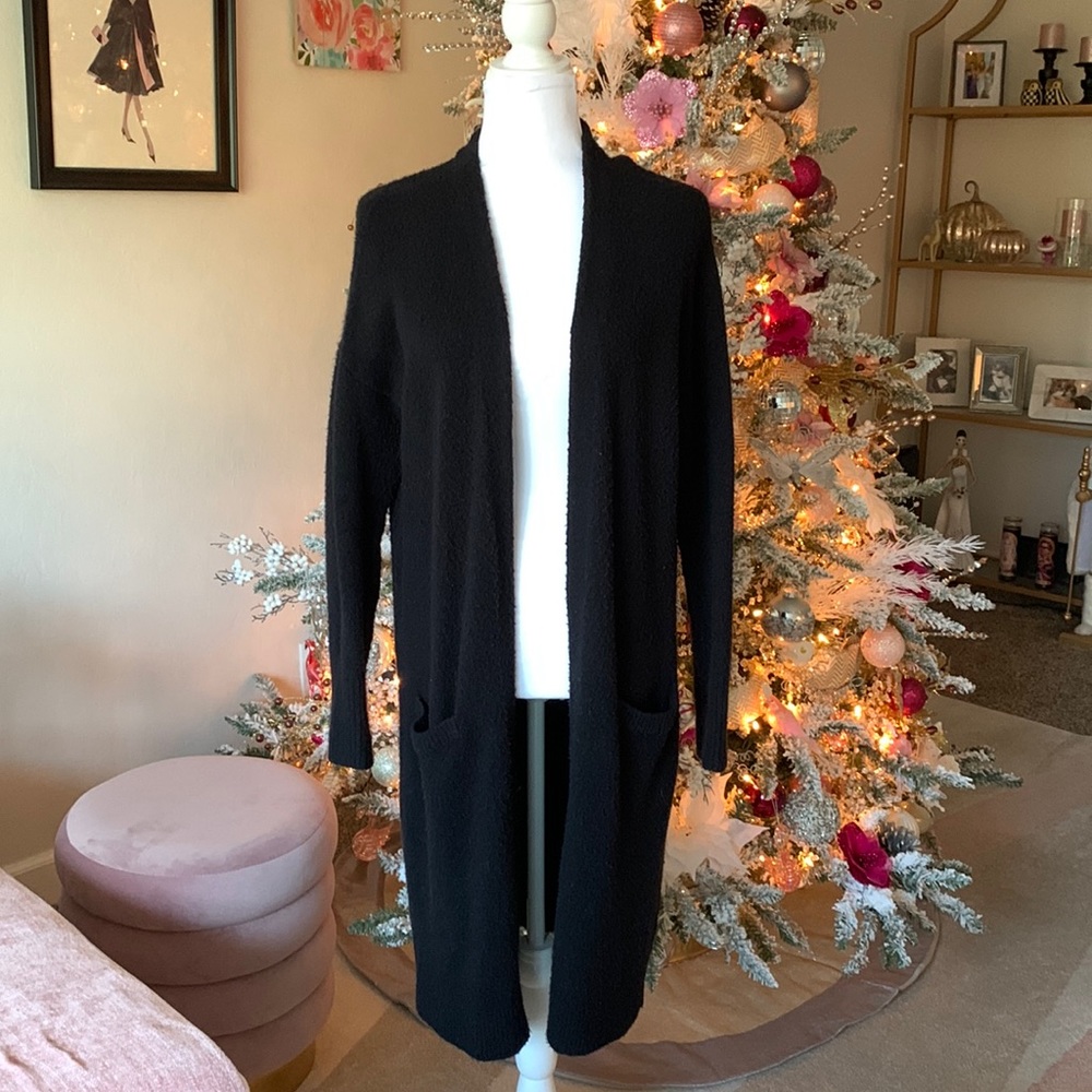 Halogen brushed knit duster jacket